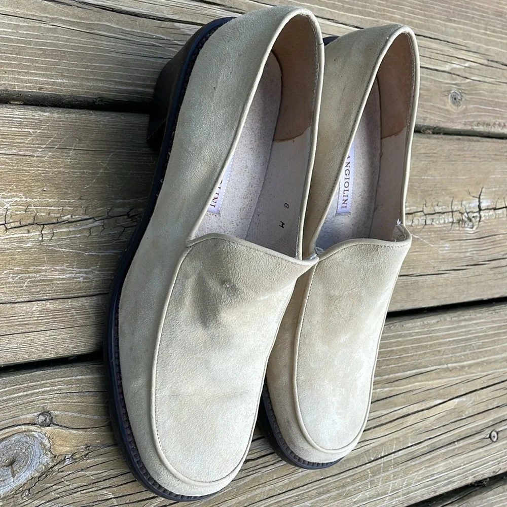 Enzo Angiolini SUEDE Cream Slip-On heels, size 8M - Picture 8 of 10
